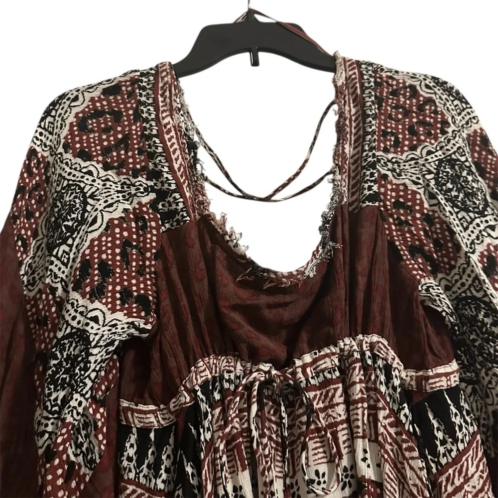 Free People Heart Of Gold Scarlet Dress Size S Flutter Sleeve Boho Oversized